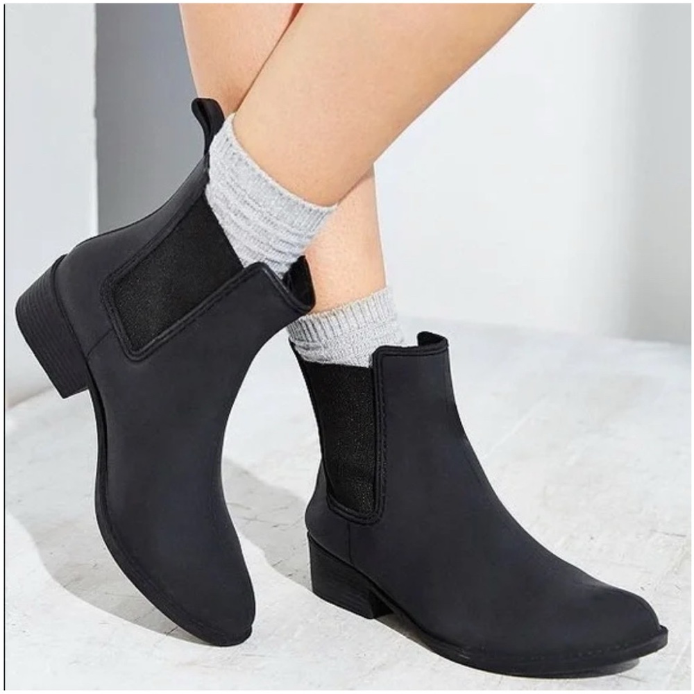 Jeffery Campbell Black Rubber Chelsea‎ Rain Boots Waterproof Outdoors Size 8